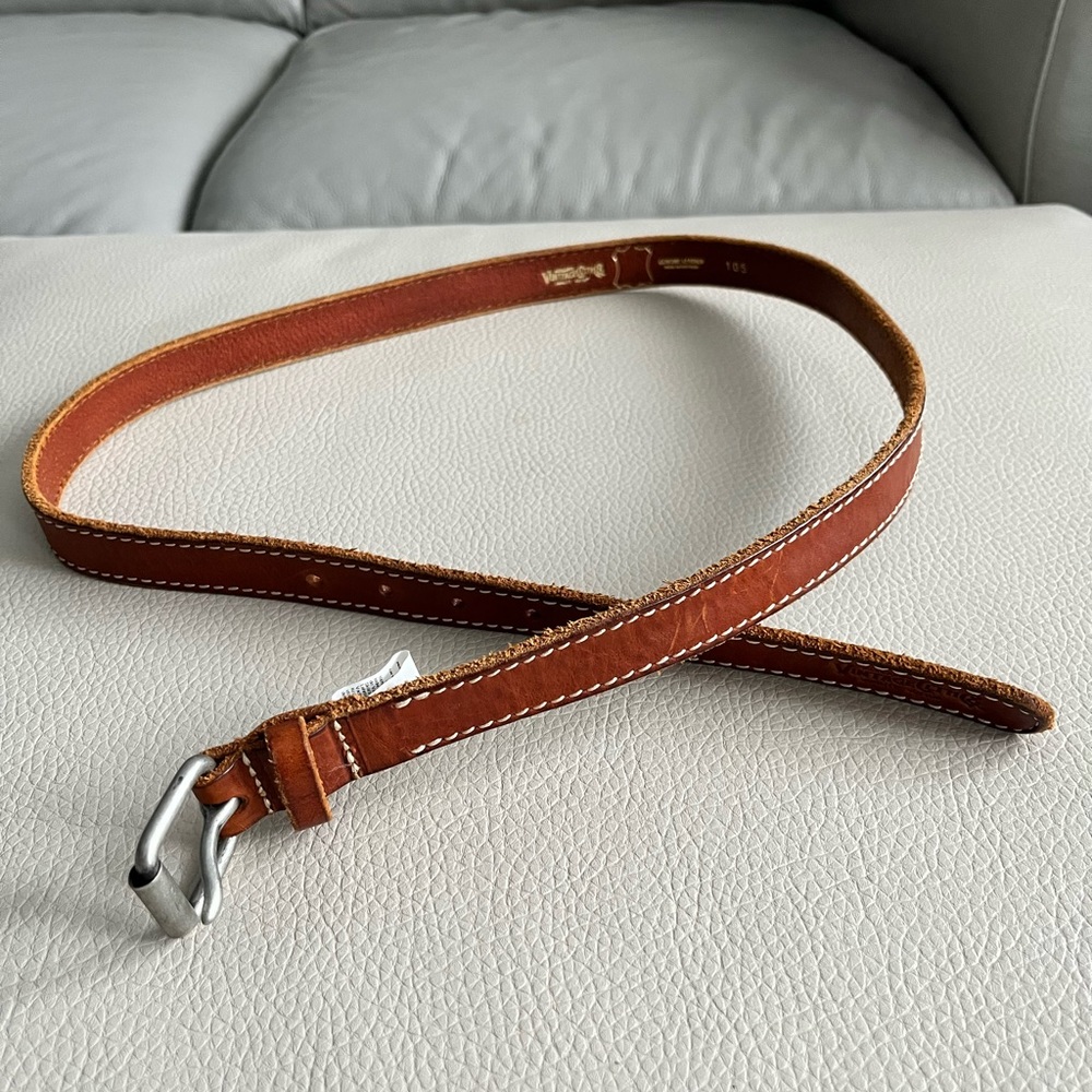 NWOT - Jack & Jones Leather Belt Raw Look Size 105cm/US 42 - Made in Portugal